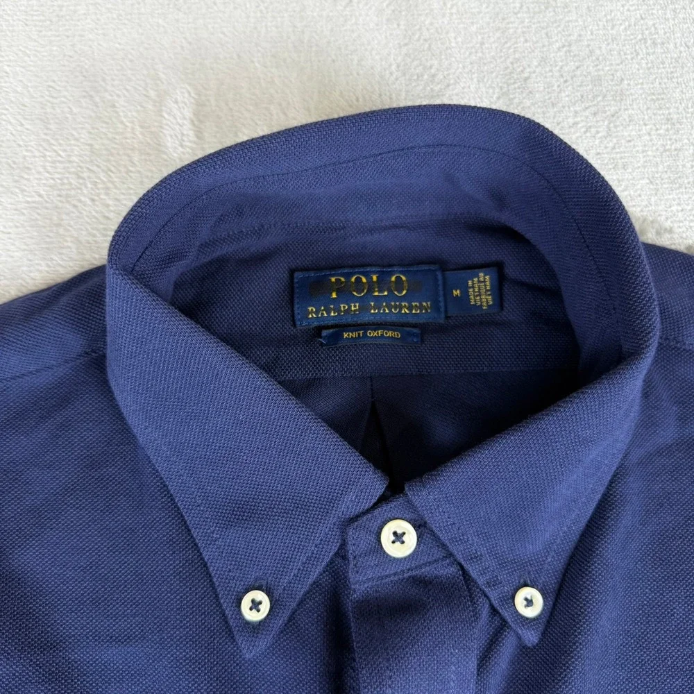 Polo Ralph Lauren Knit Oxford Button-Down Shirt Mens Medium Navy Blue New NWT